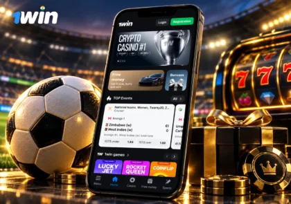 Mobile version of the 1Win app displayed on smartphones, offering quick access to various betting and gaming features